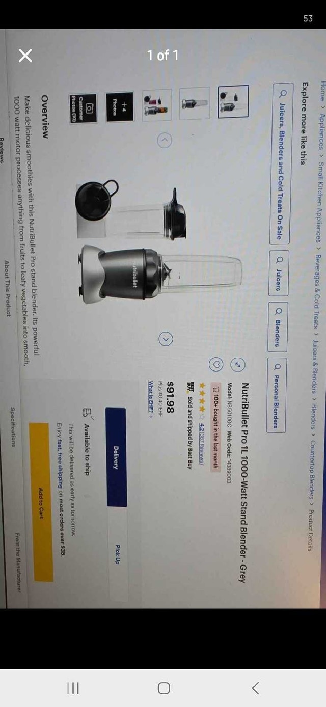 Nutribullet Pro 1000-Watt Stand Blender