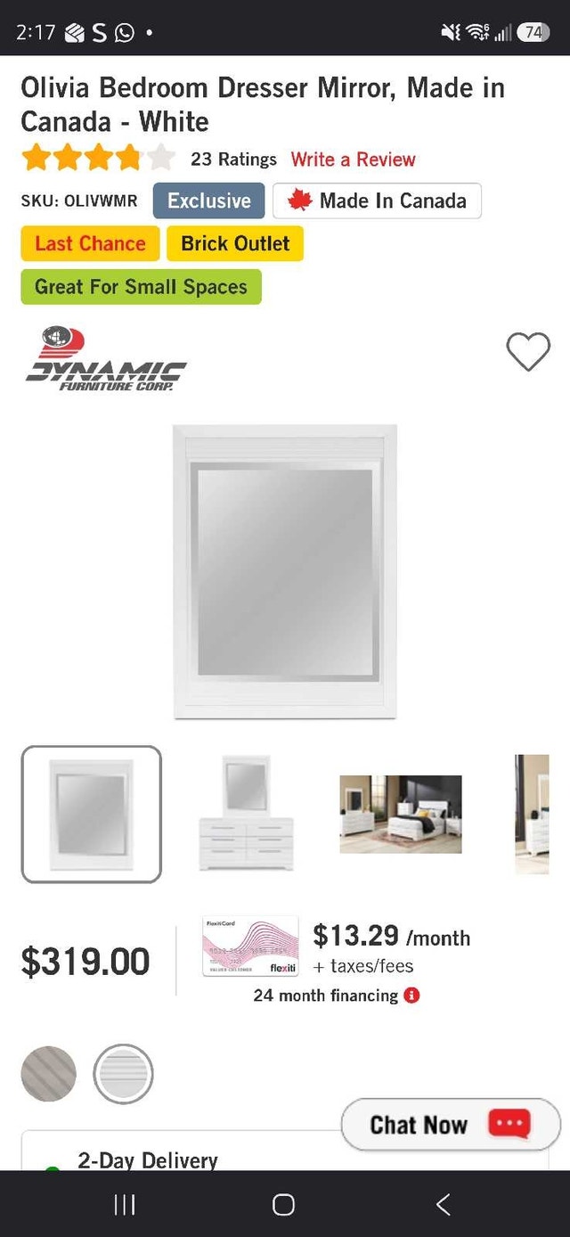 Dynamic Furniture Olivia Dresser Mirror