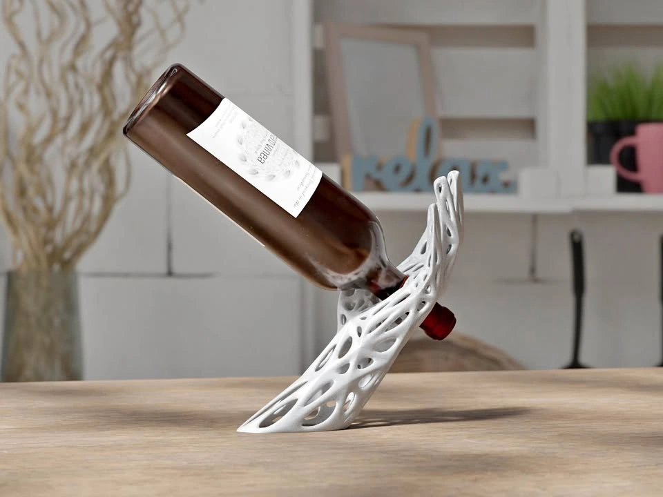 Modern Floating Wine Bottle Holder – 3D Printed Wine Rack