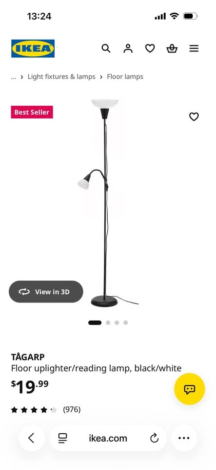 IKEA standing floor lamp in gray - photo 2