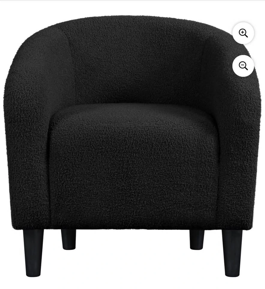 Black Sherpa Boucle Barrel Accent Chair - photo 4