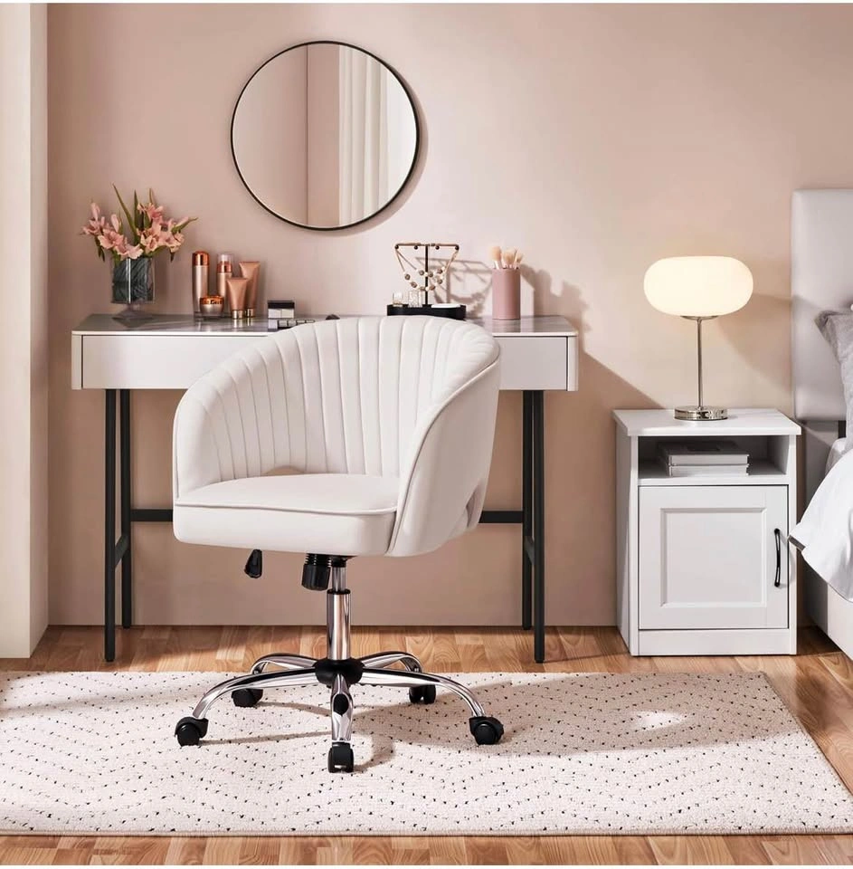 Cream Velvet Vanity Chair - Swivel, Adjustable Height - Open Box - photo 2