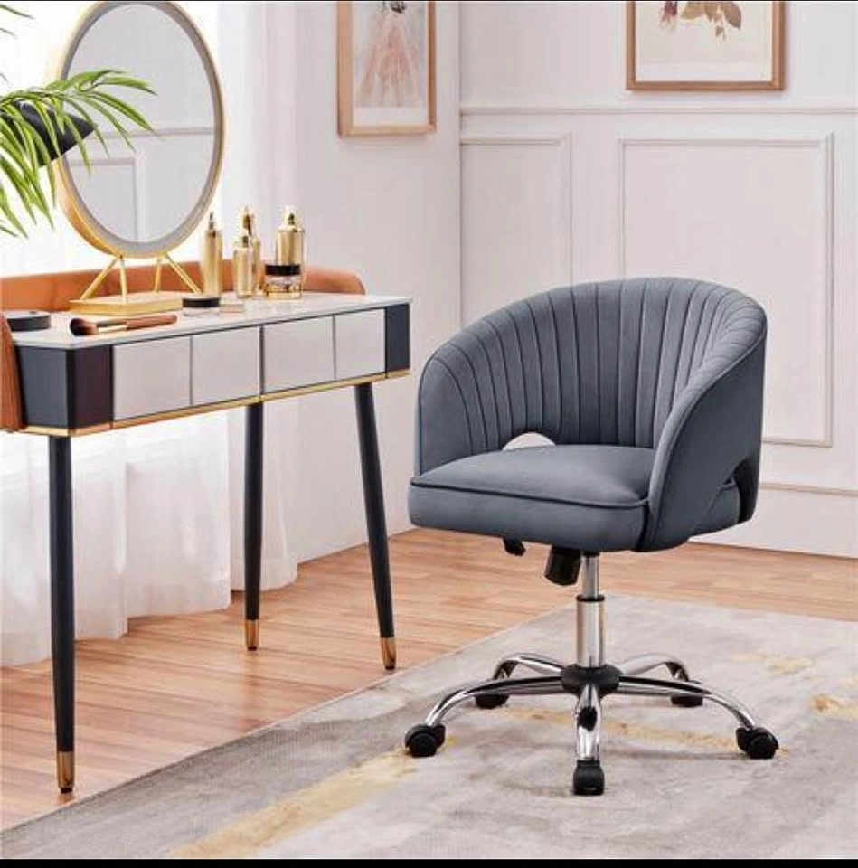 Dark Gray Velvet Office Chair - Swivel, Adjustable - Open Box