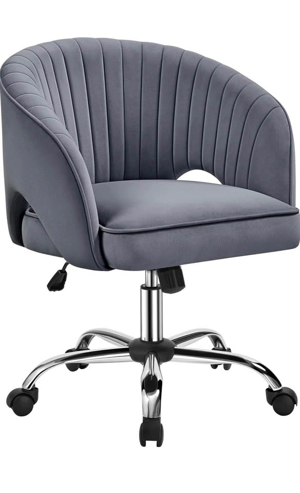 Dark Gray Velvet Office Chair - Swivel, Adjustable - Open Box - photo 2