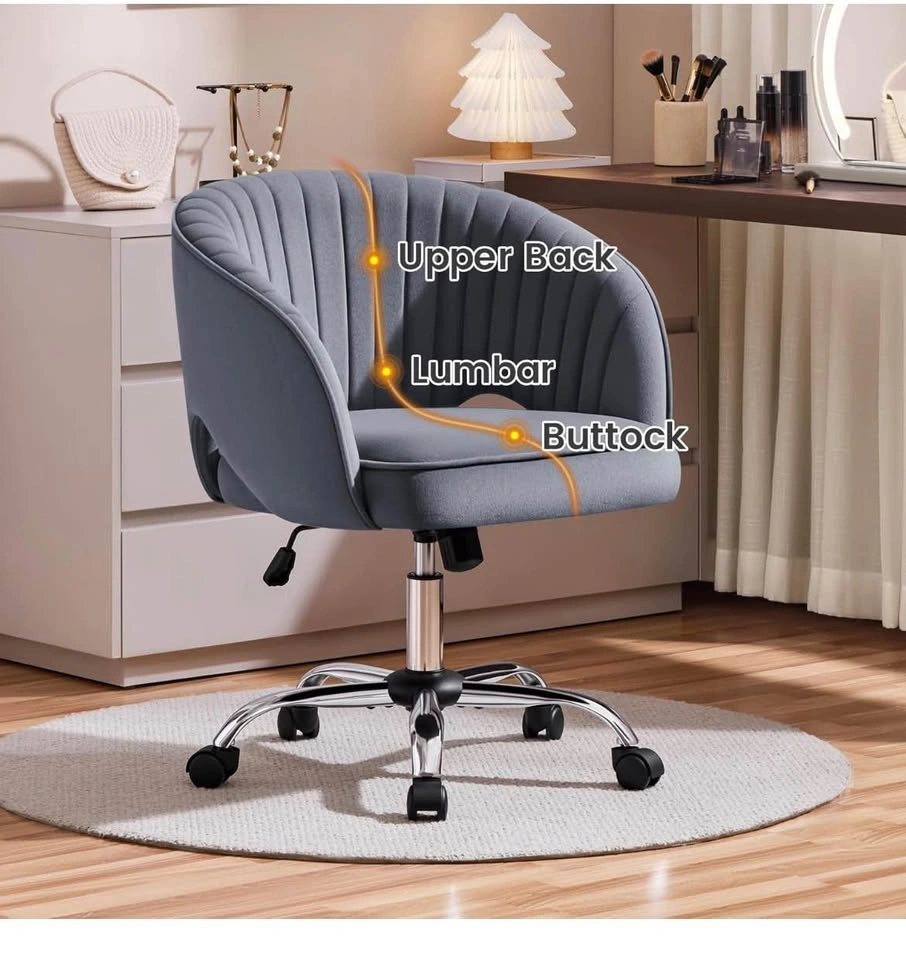 Dark Gray Velvet Office Chair - Swivel, Adjustable - Open Box - photo 3