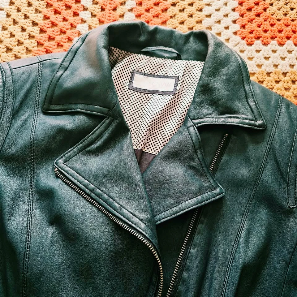 Lambskin Leather Moto Jacket SCHYIA Dark Blue M/L - photo 2