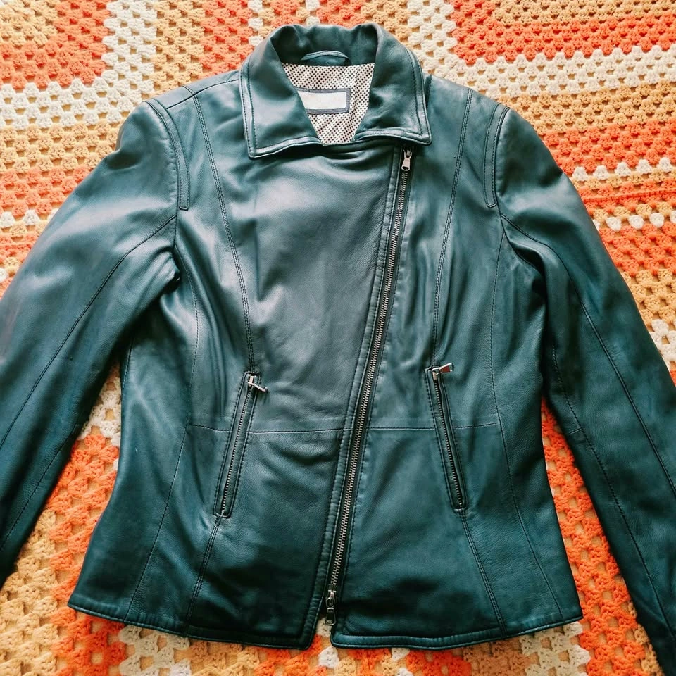 Lambskin Leather Moto Jacket SCHYIA Dark Blue M/L - photo 5