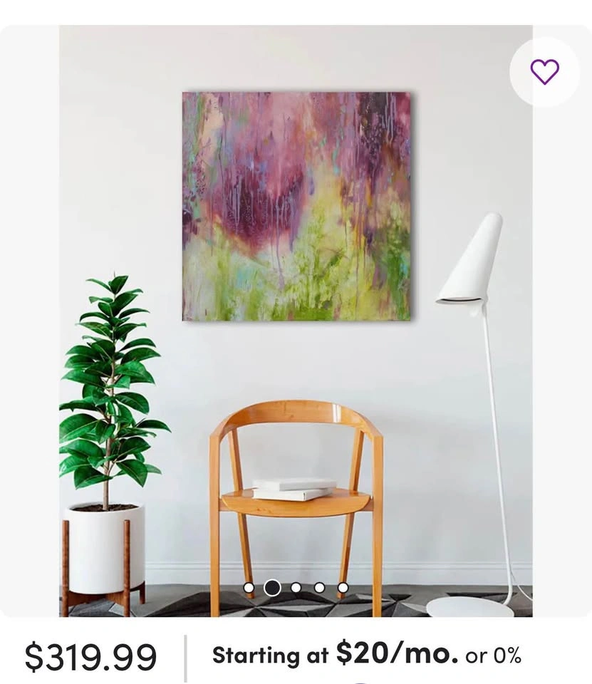 Large Colourful Abstract Canvas Art — 37″ × 37″ — $120 - photo 2