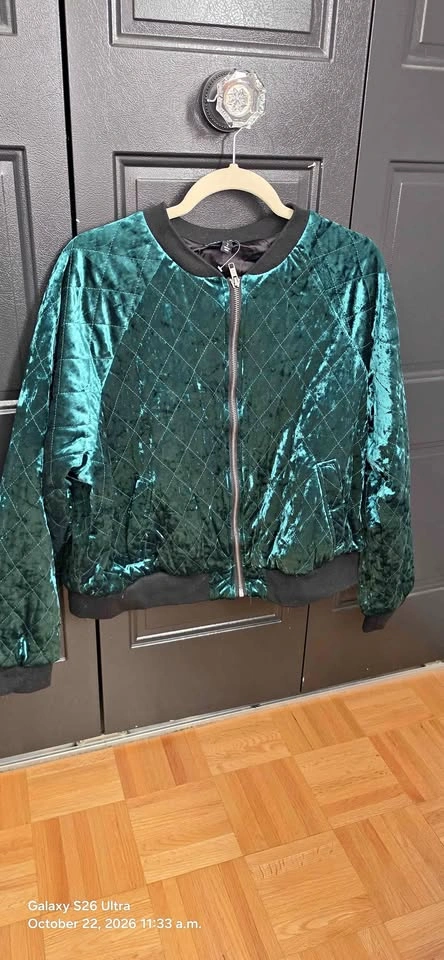 Torrid Green Velvet Bomber Jacket