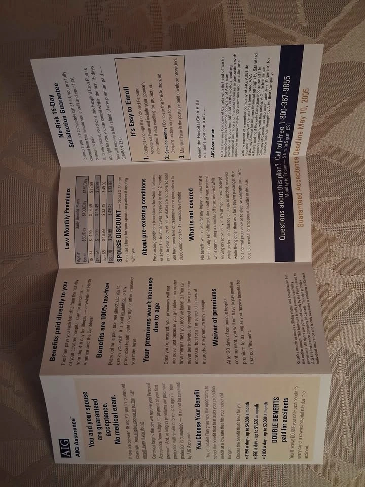 Collectible 2005 AIG Assurance Tri-Fold marketing brochure - photo 2