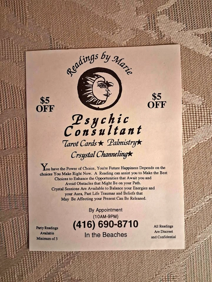 Vintage 2001 Toronto Psychic Advertising Flyer