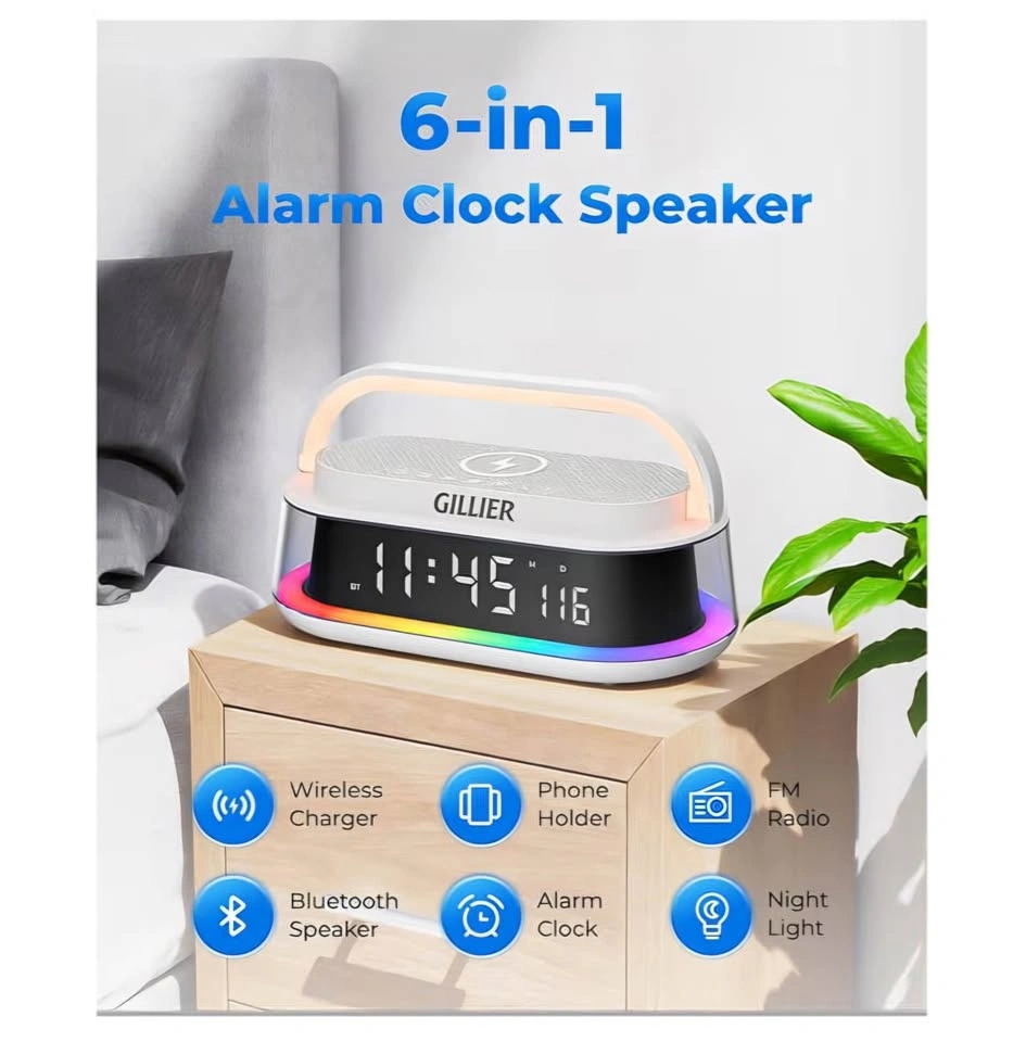 GILLIER Wireless Speaker Alarm Clock RGB Light - photo 3