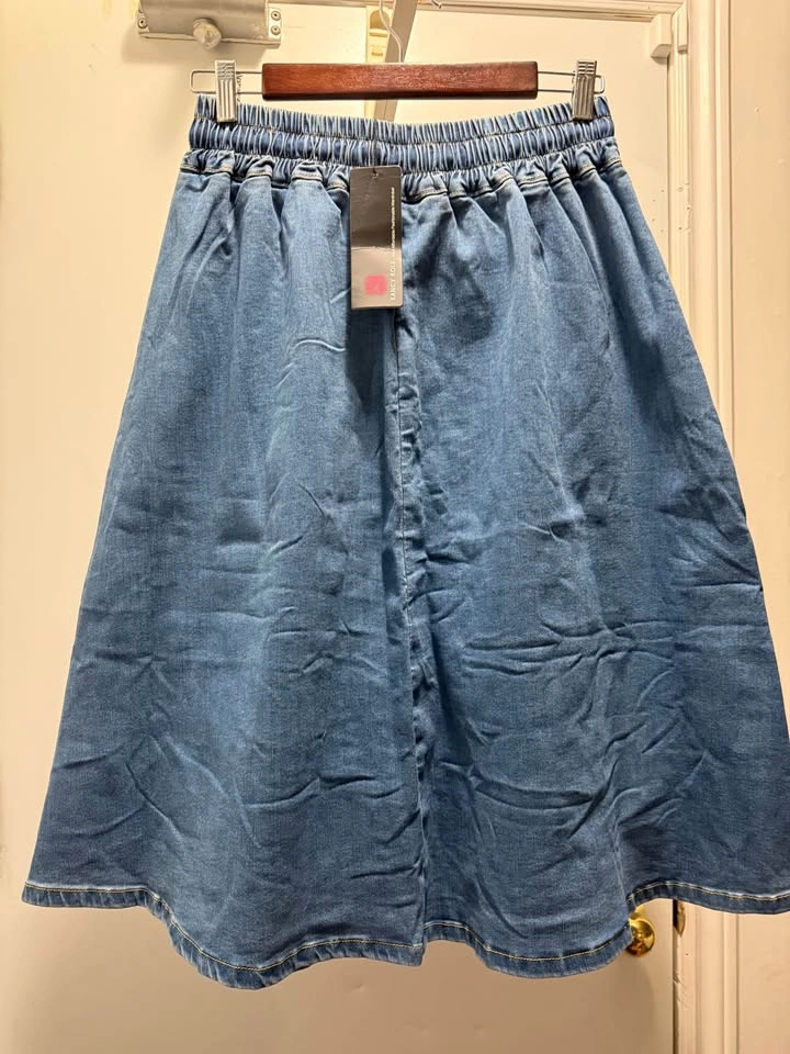(NEW) Women's Blue Denim Skirt • A-Line Pull-On Jean Skirt • Siz - photo 2