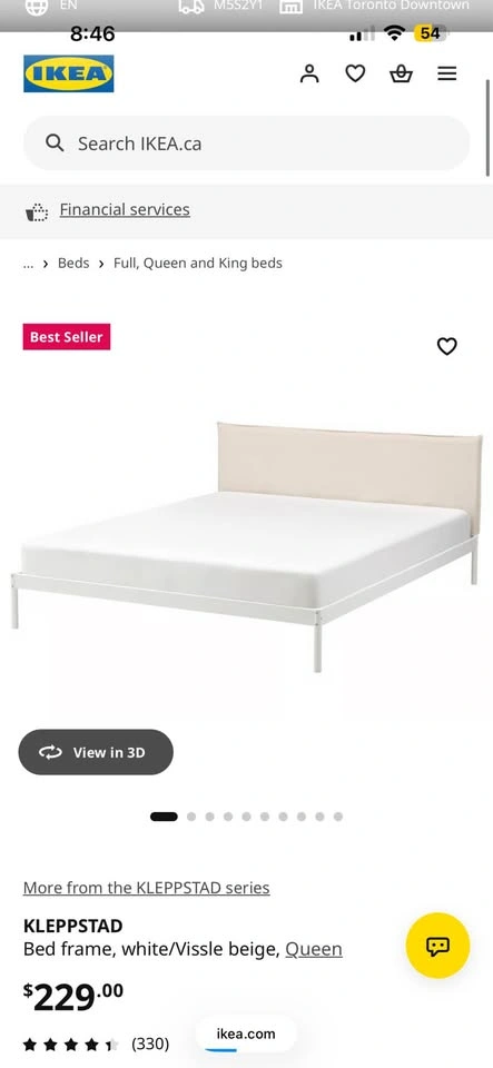 IKEA KLEPPSTAD Queen Bed Frame – White / Vissle Beige - photo 3