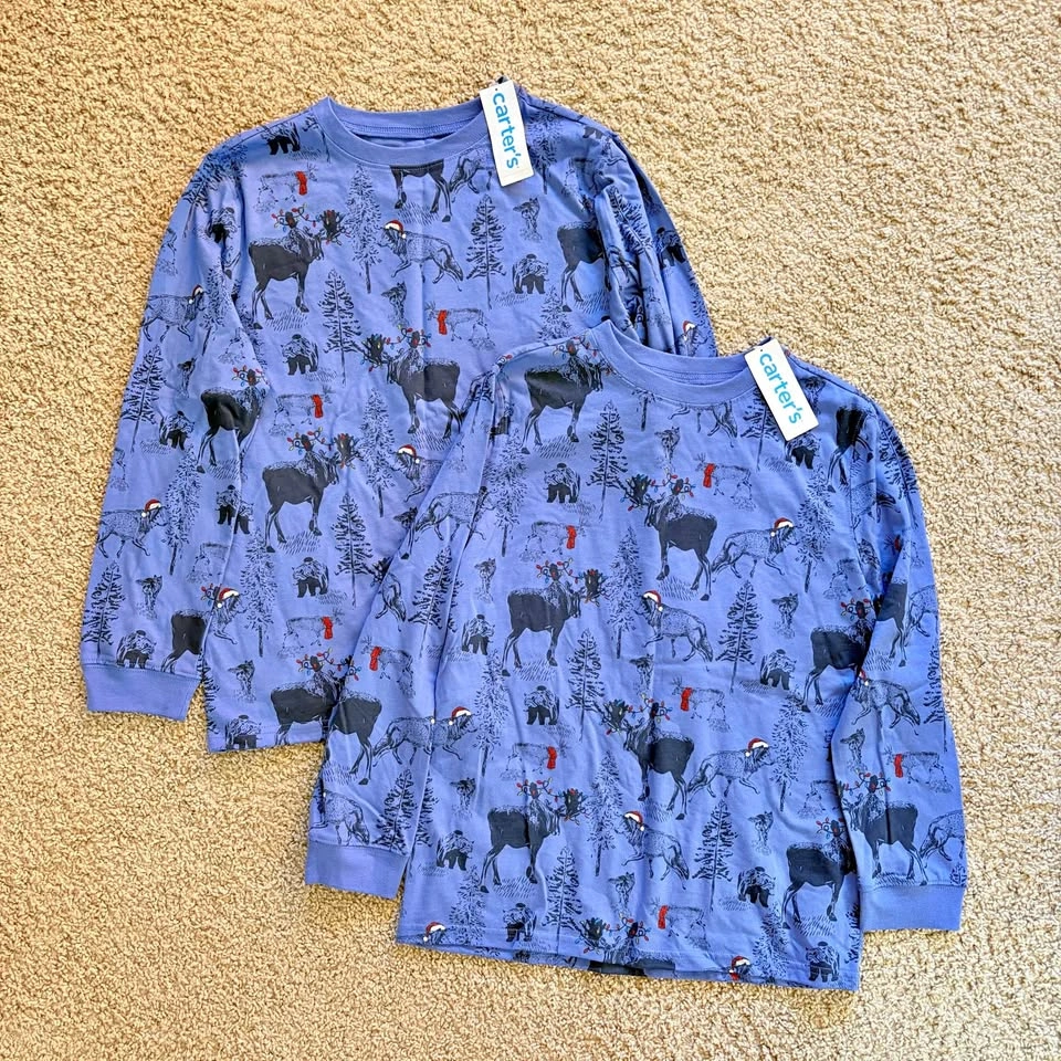 NWT Carter's Matching Christmas Reindeer Long Sleeve Shirts