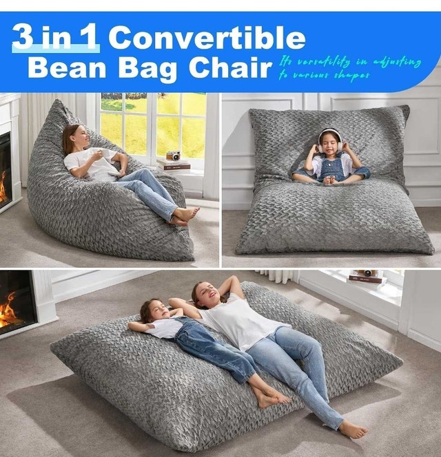 Hobestluk Adult Bean Bag Chair 3 in 1 Convertible - photo 3