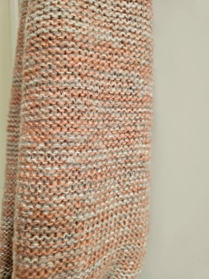 Marled Coral Pink and Grey Knit Infinity Scarf - photo 2