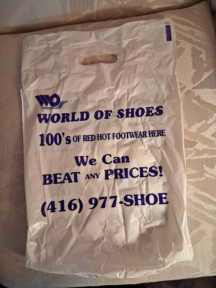 Vintage 1998 "World of Shoes" Toronto Plastic Shopping Bag