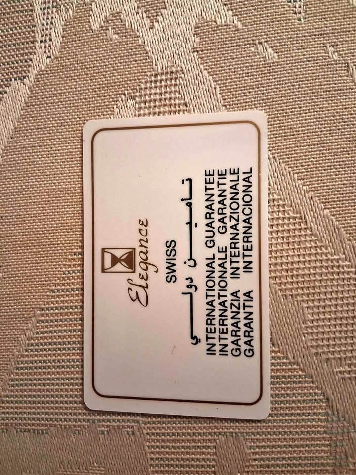 Vintage 2001 Elegance Swiss Watch International Guarantee Card