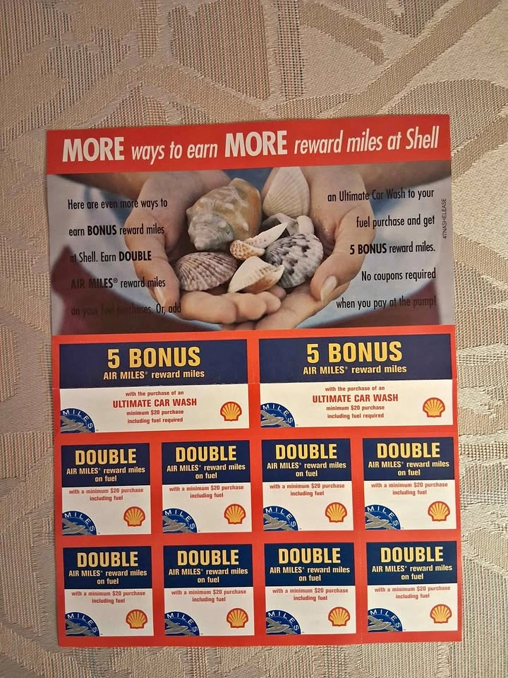 Vintage 2002 Shell Gas Station Air Miles Advertisement Sheet