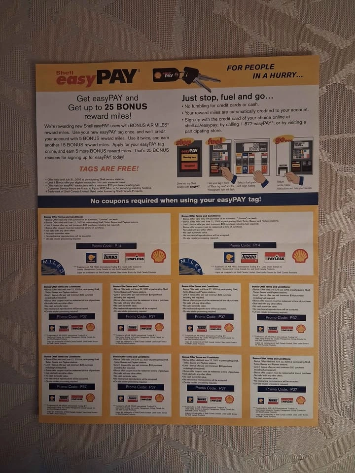 Vintage 2002 Shell Gas Station Air Miles Advertisement Sheet - photo 2