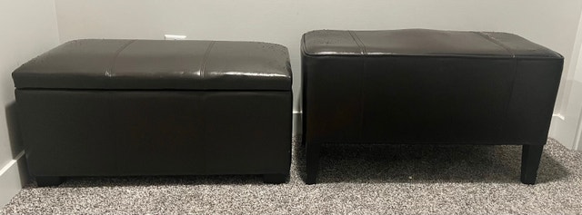 Leather ottomans and foot stool