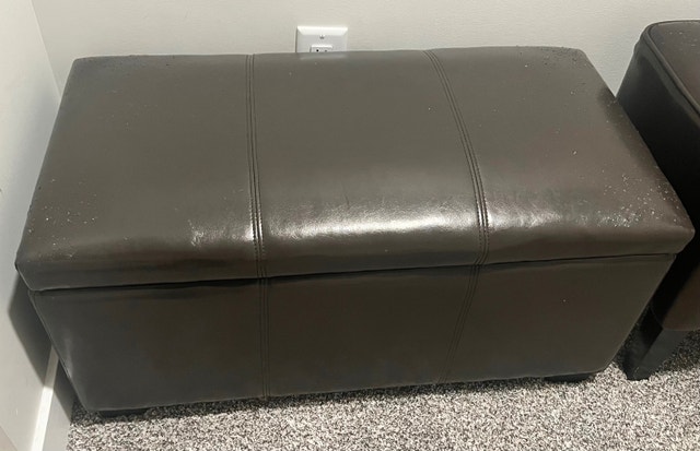 Leather ottomans and foot stool - photo 2