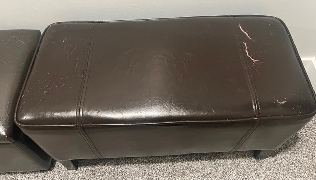 Leather ottomans and foot stool - photo 3