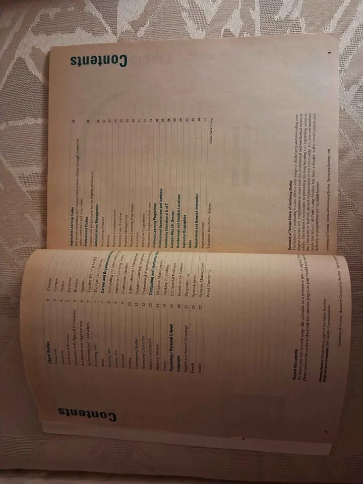 Vintage 1993 University of Toronto Course Catalog - photo 2