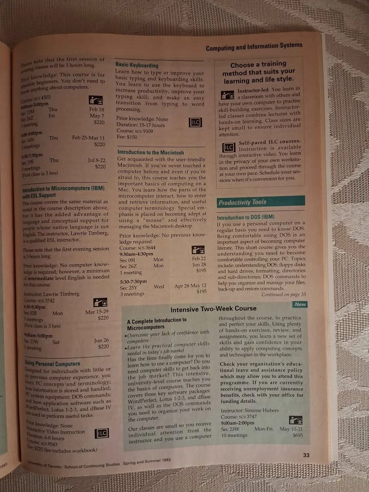 Vintage 1993 University of Toronto Course Catalog - photo 3