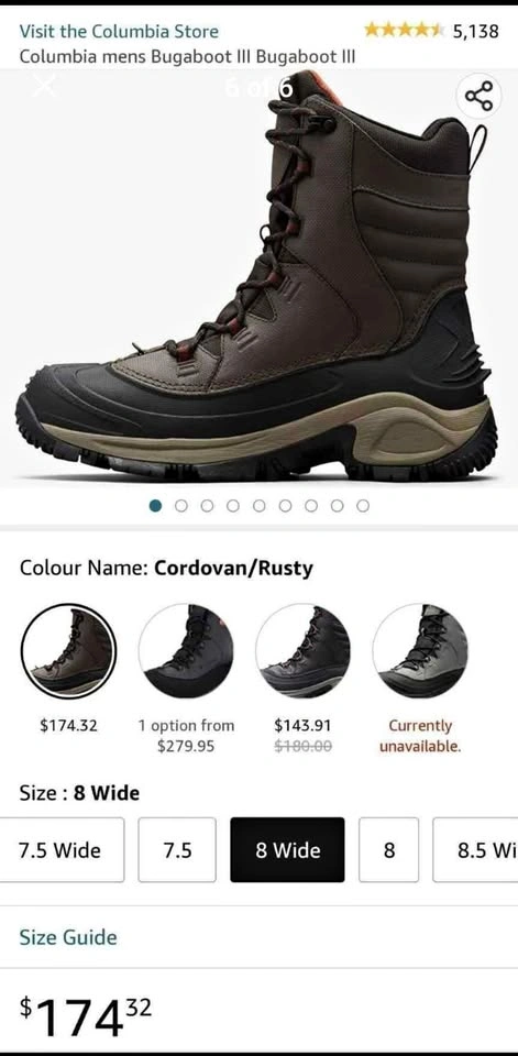 BNIB Columbia waterproof boots for hiking and winters. Size 8