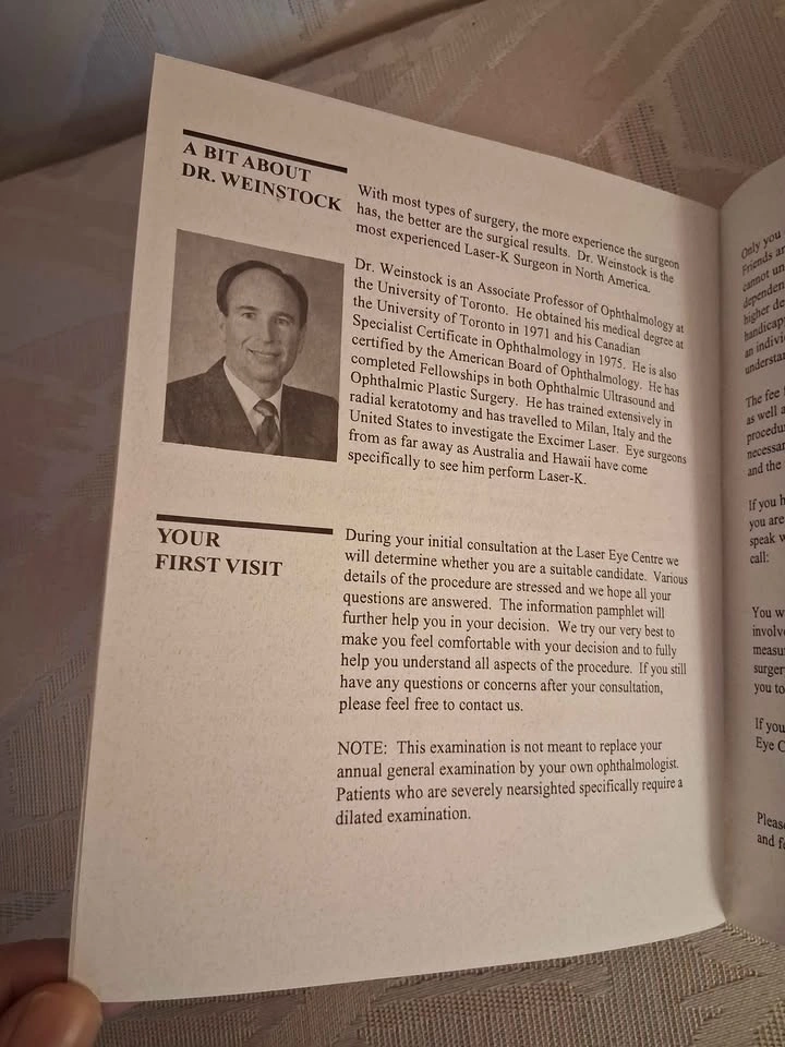 Vintage 1994 Laser Eye Centre Toronto Information Booklet Epheme - photo 5