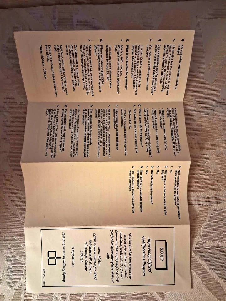 Vintage 1992 CCDA Supervisory Officers' Qualifications Program B