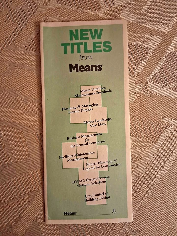 Vintage 1988 Means Construction Books Advertisement Fold-Out