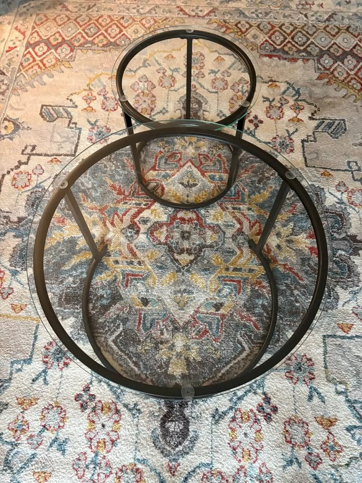 Glass and wrought iron occasional tables - photo 3
