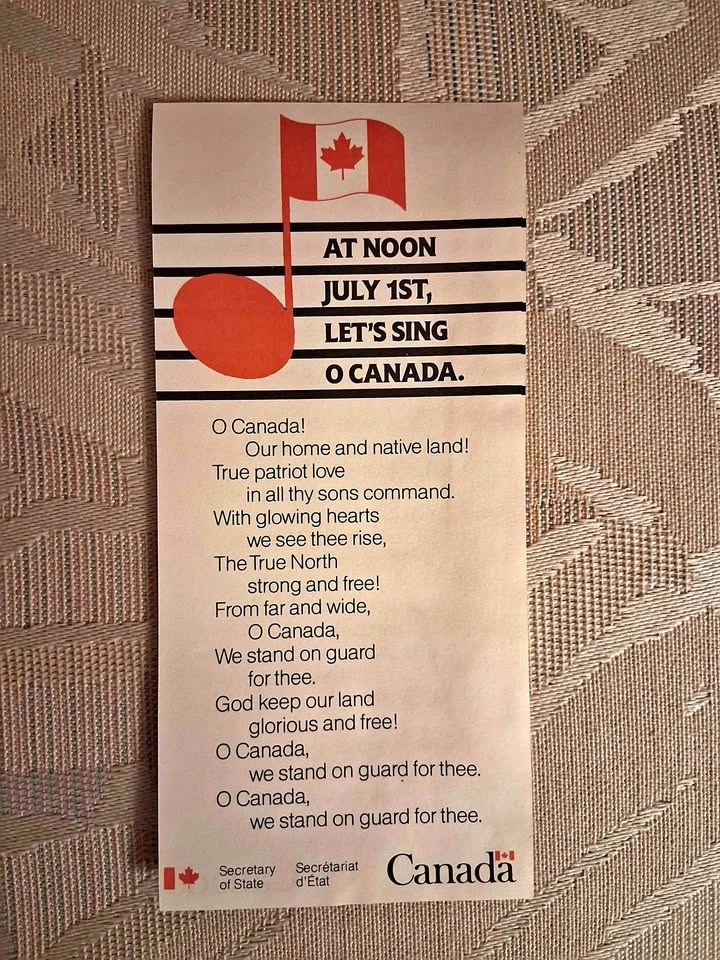 Vintage 1980 O Canada National Anthem Proclamation Sheet