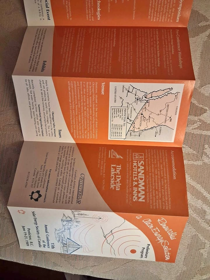 Vintage 1989 Solar Energy Society of Canada Conference Brochure