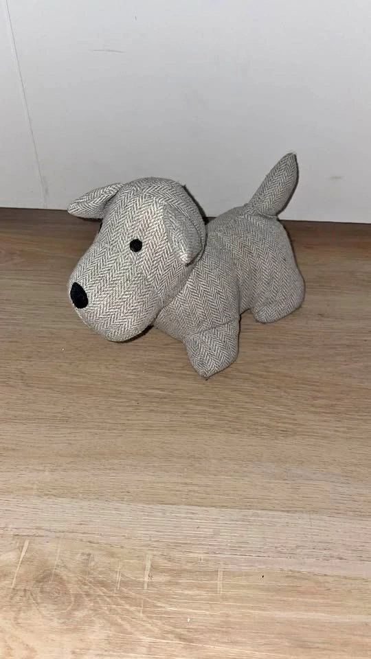 Grey Herringbone Dog Doorstop