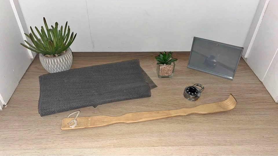 Household Bundle: Bamboo Back Scratcher, Lock, and Mesh Mat