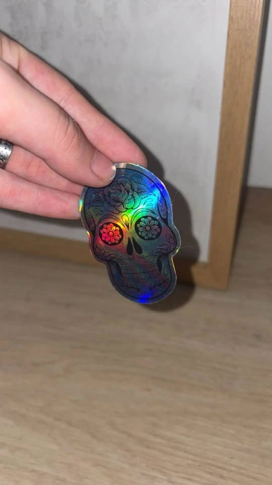 Wooden Picture Frame with Holographic Skull Sticker - photo 4