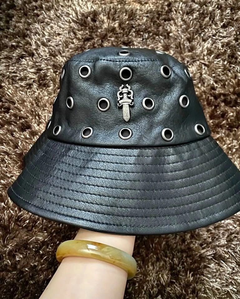 Adjustable leather Bucket hat UNISEX