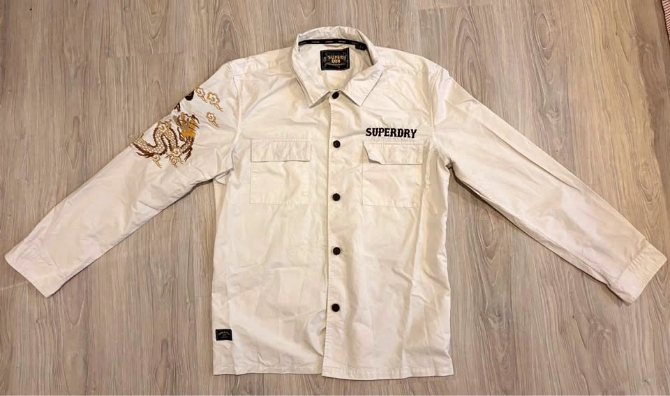 Superdry SD Dragon Sleeve Embroidered Overshirt – White Size M