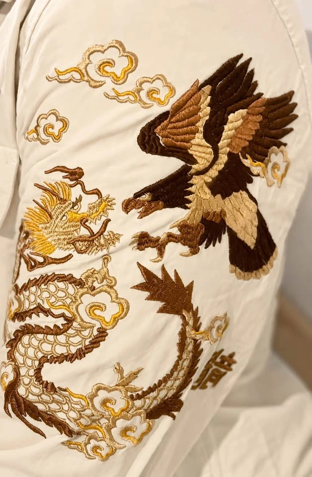Superdry SD Dragon Sleeve Embroidered Overshirt – White Size M - photo 2