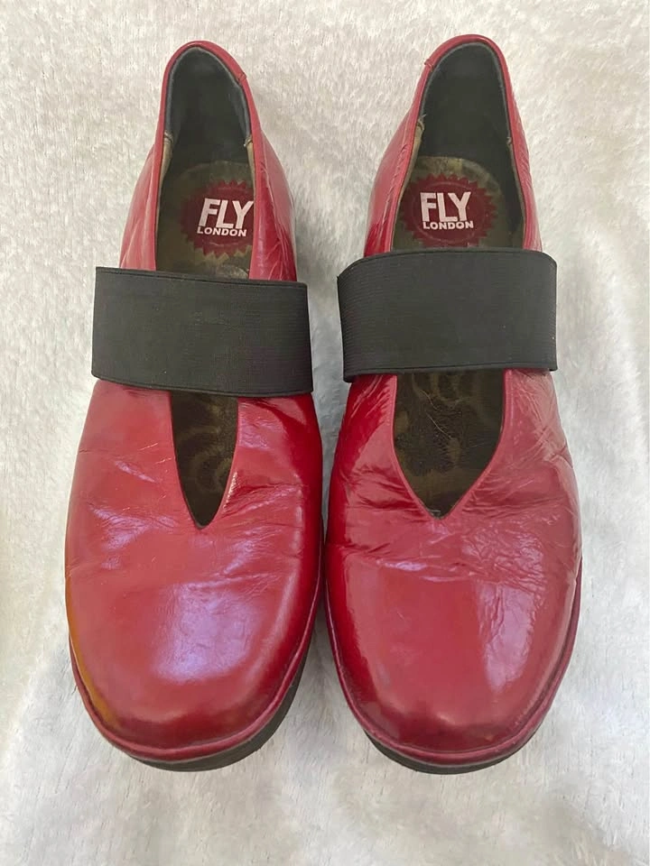 Fly London Red Leather Wedge Mary Jane Shoes – EU 38