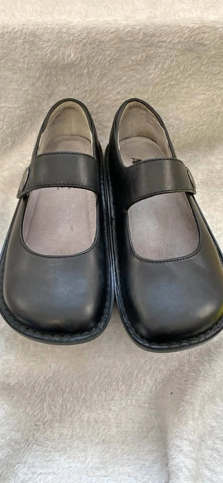 Alegria Black Leather Mary Jane Shoes Size 36
