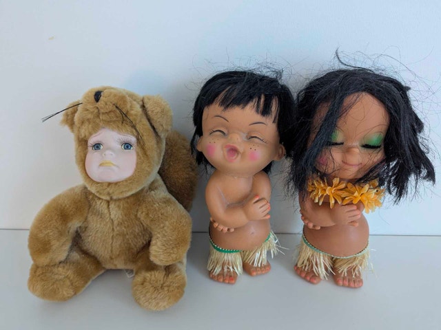 Vintage Doll Collection with Bear