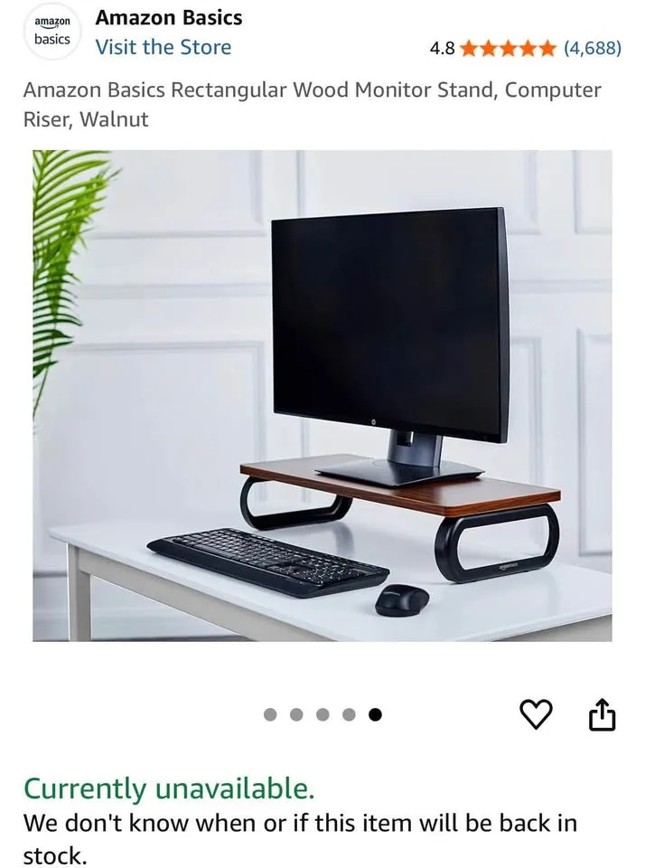 Amazon Basics Wood Monitor Stand, Walnut image indicator(5)