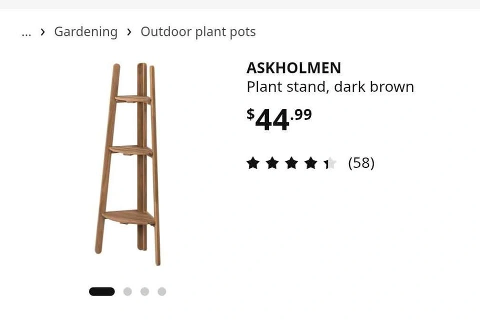 Pair of IKEA ASKHOLMEN Acacia Wood 3-Tier Plant Stands - photo 2