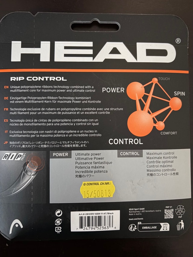 Brand New HEAD RIP Control 16g Tennis Strings (5 packs) - photo 3