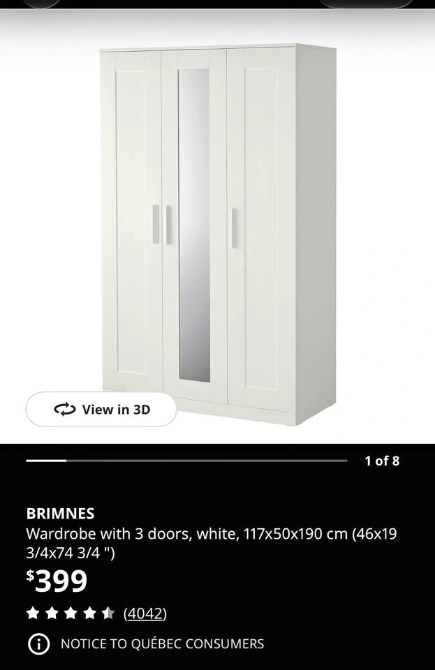 IKEA BRIMNES Wardrobe with 3 doors